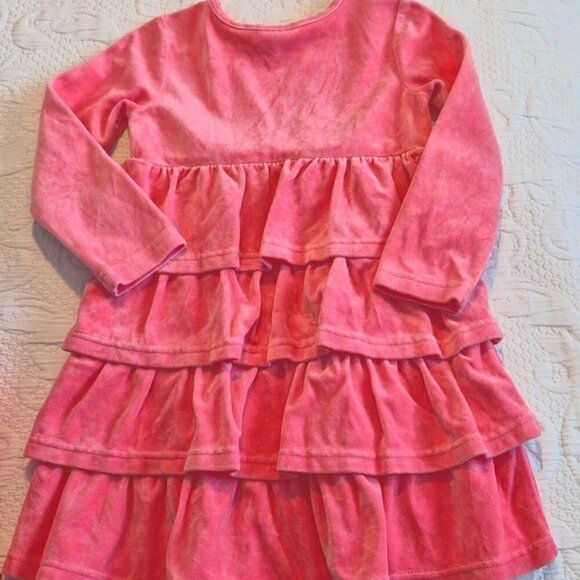 Hanna Andersson girls size 110 or 5 dress velour peach 4 tiered vguc - Picture 2 of 4